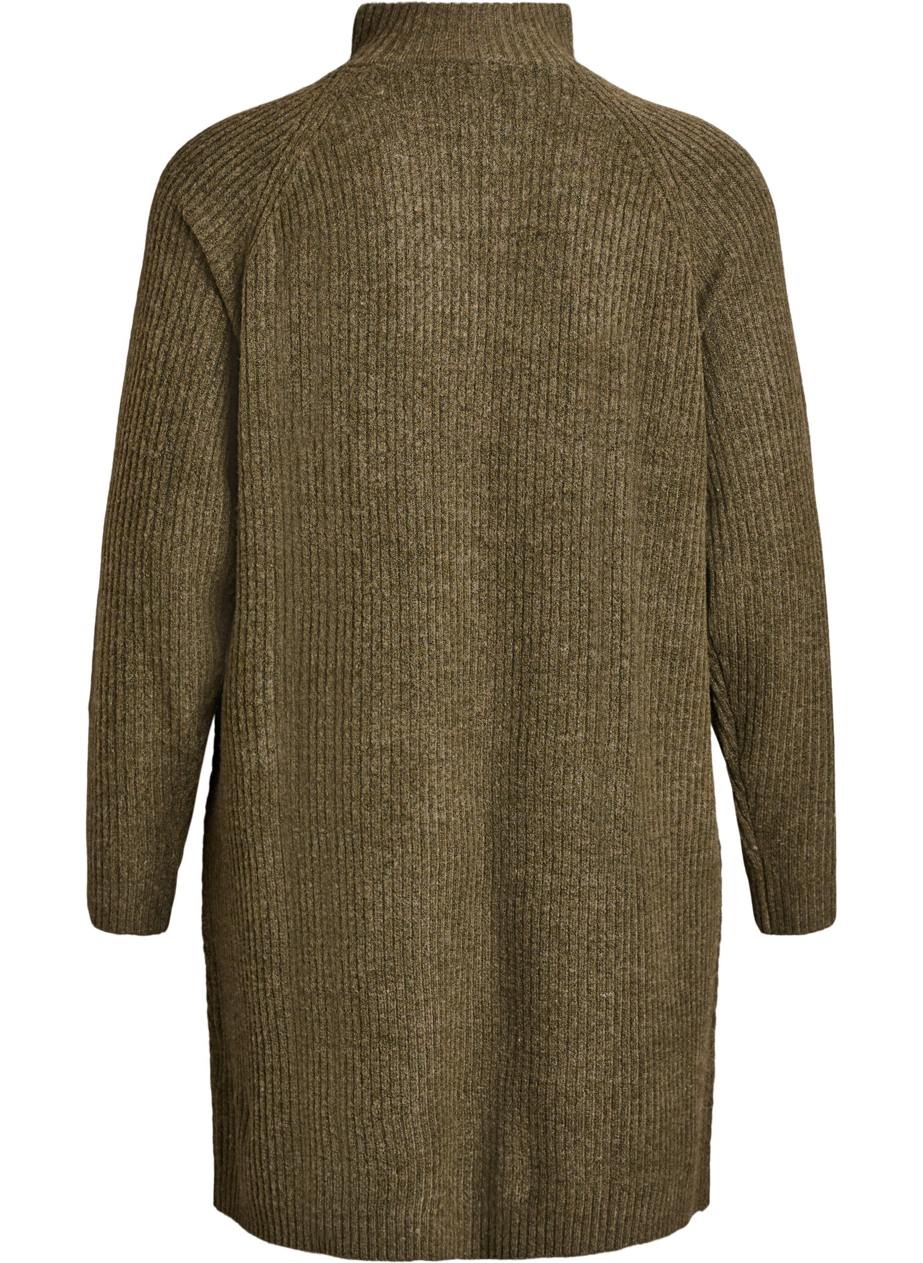 ZizziRobe mi-longue en maille avec col montant, Vert Kaki, Packshot image number 1