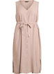 Robe midi sans manches &agrave; rayures en lin et viscose, Beige, Packshot image number 0