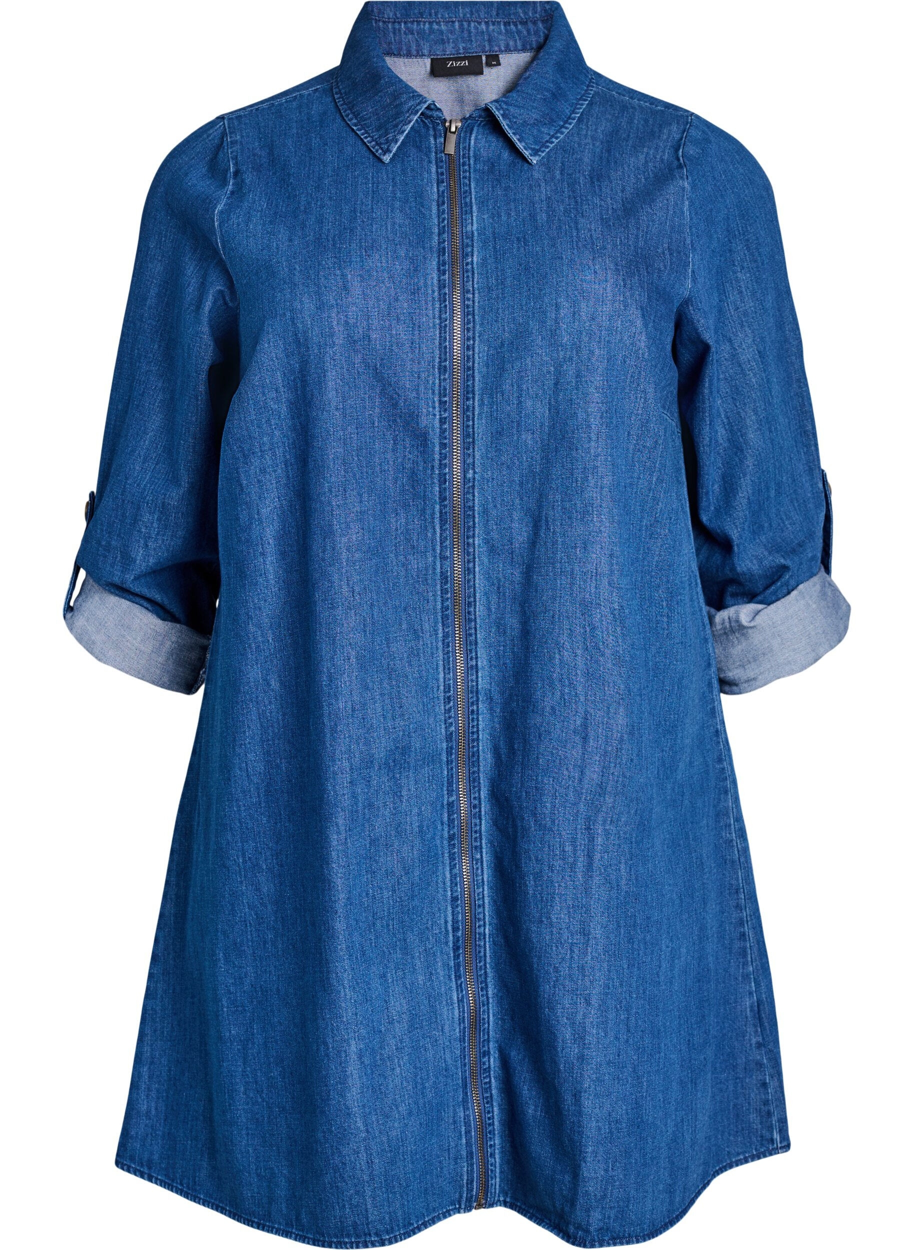 Robe courte en denim avec fermeture &eacute;clair