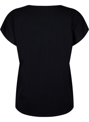 T-shirt à col en V avec poche sur la poitrine, Black, Packshot image number 1