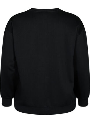 Sweatshirt avec volants et détail de crochet, Black, Packshot image number 1