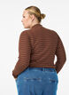 Chemisier en jersey côtelé à rayures et col montant, Marron, Model image number 2