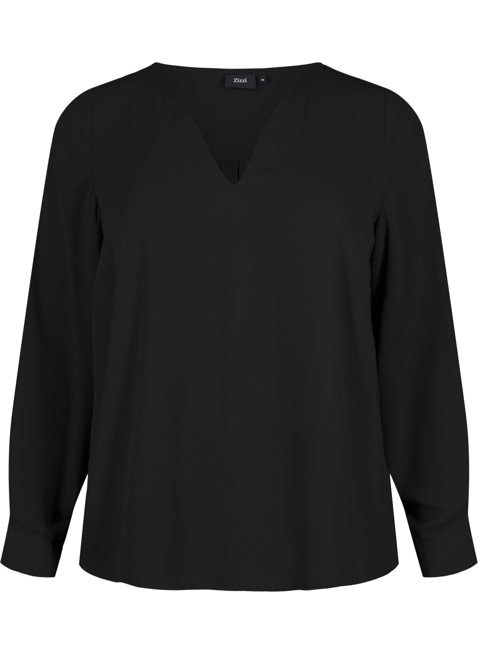 Zizzi Blouse &agrave; manches longues avec des plis &agrave; l'arri&egrave;re, Black, Packshot image number 0