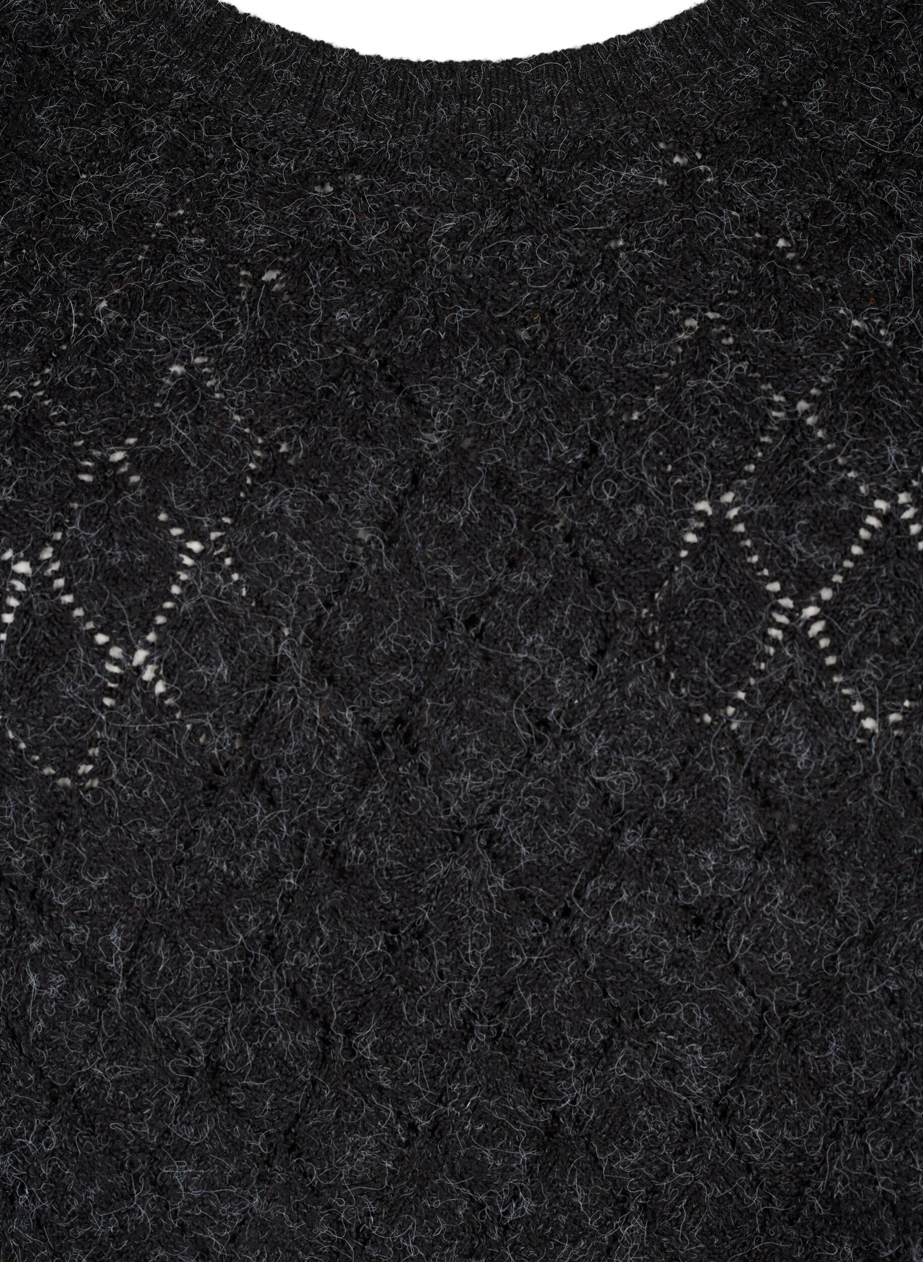 Zizzi Chemisier tricot&eacute; &agrave; motif de dentelle, Dark Grey Melange, Packshot image number 2