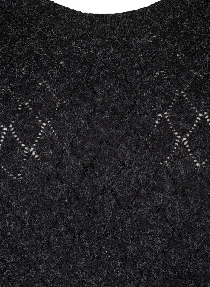 Chemisier tricot&eacute; &agrave; motif de dentelle, Dark Grey Melange, Packshot image number 2