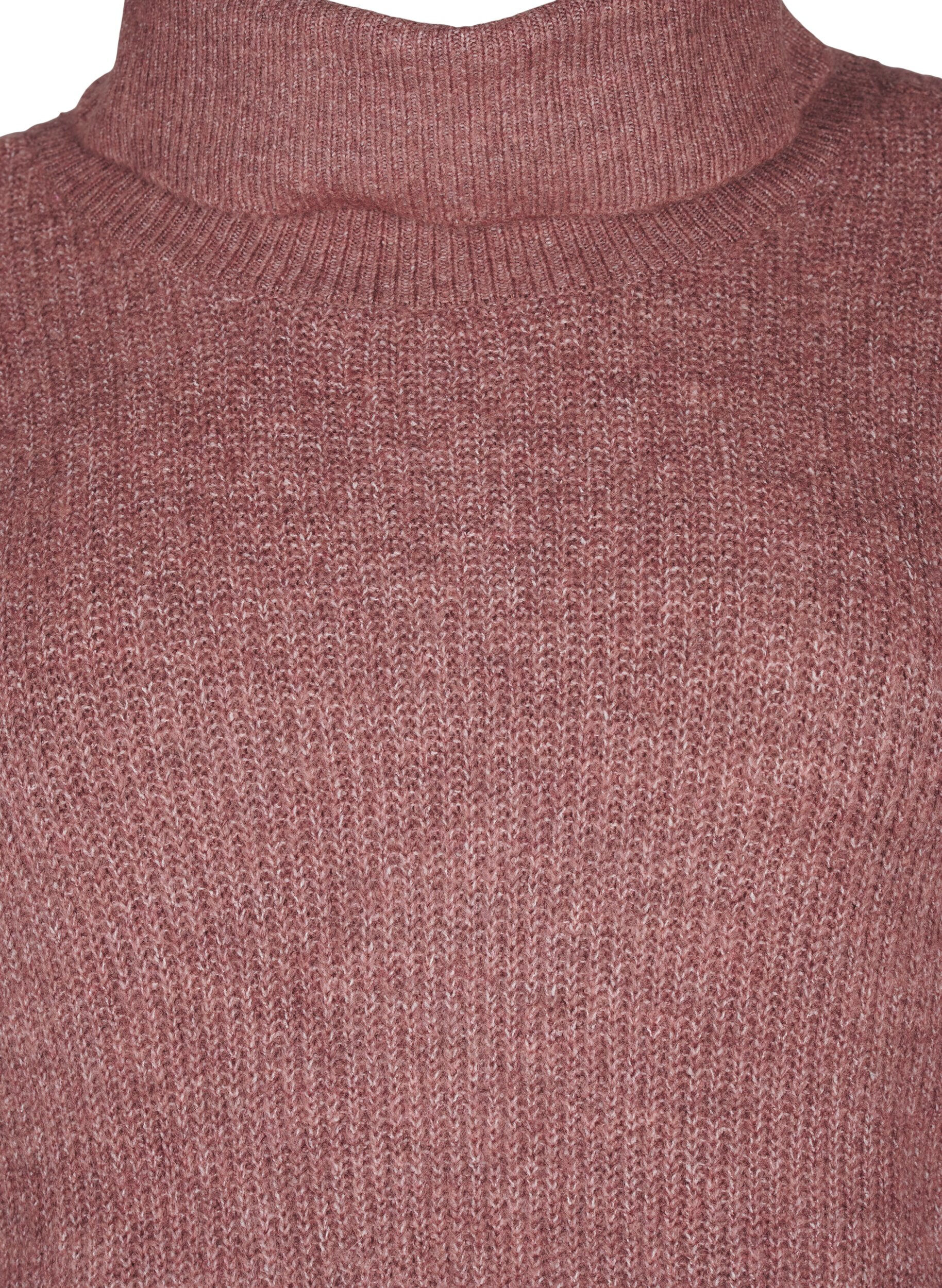 ZizziRobe en tricot et &agrave; col roul&eacute;, Rose poudr&eacute;e, Packshot image number 2