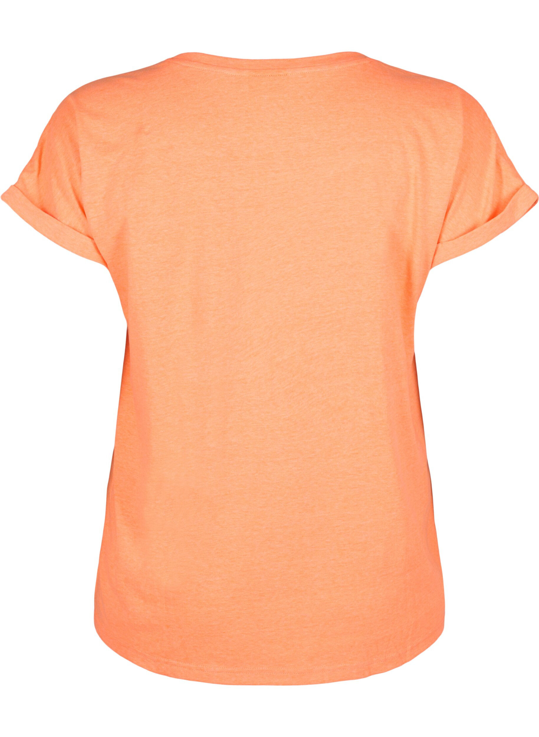 Zizzi T-shirt en coton n&eacute;on, Corail, Packshot image number 1