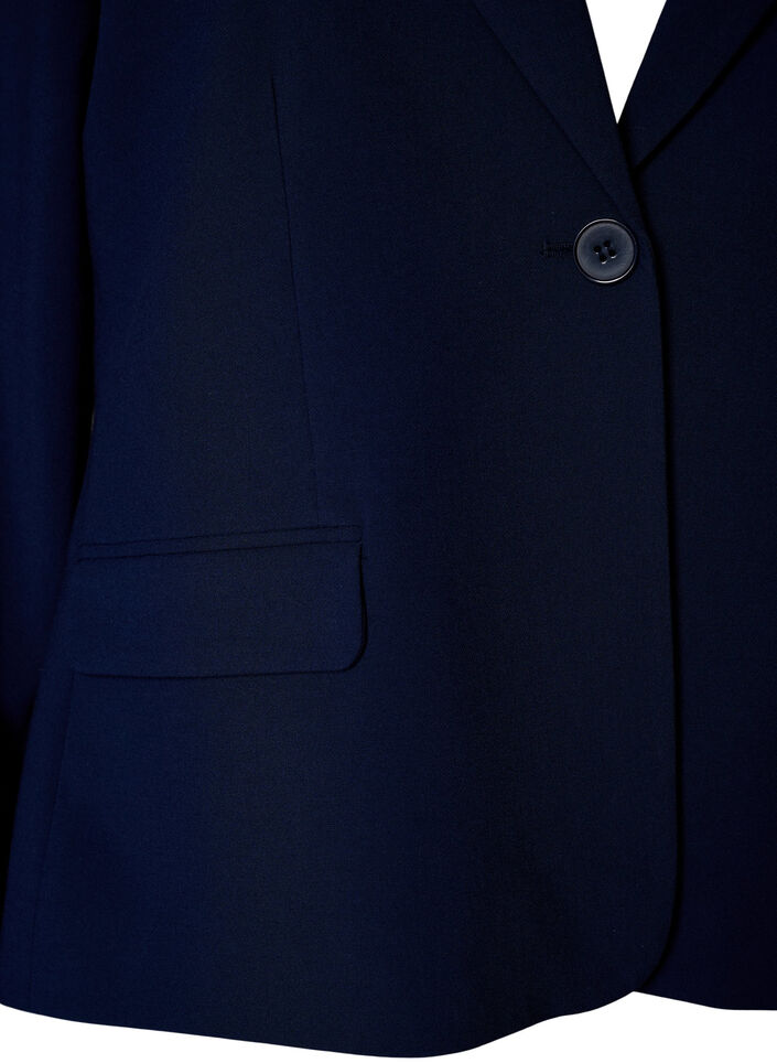Blazer classique avec fermeture &agrave; bouton unique et poches, Bleu, Packshot image number 2