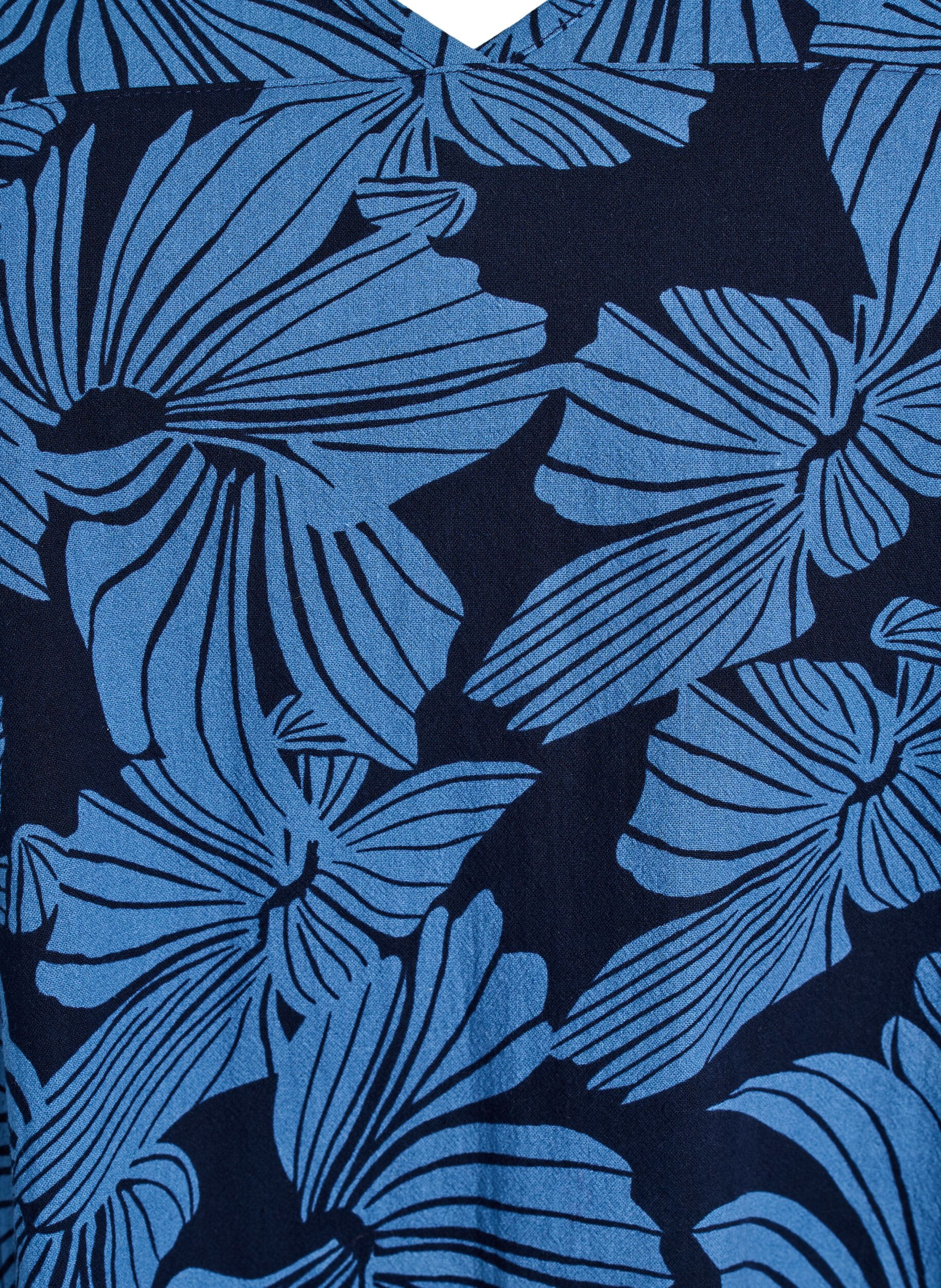 ZizziRobe courte &eacute;vas&eacute;e &agrave; imprim&eacute; floral, Bleu, Packshot image number 2