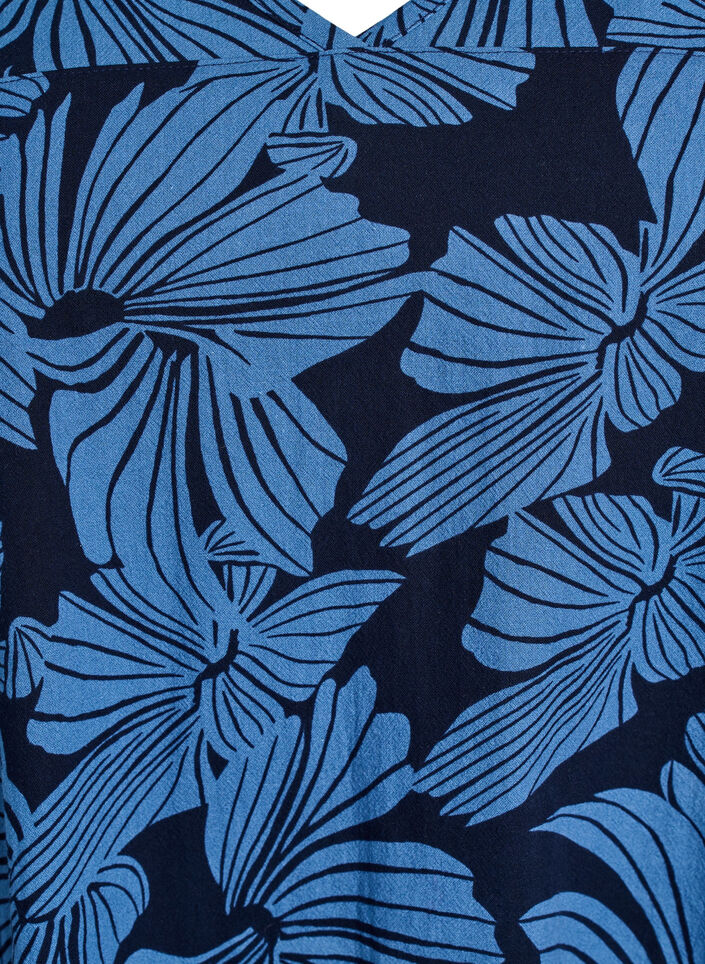 Robe courte &eacute;vas&eacute;e &agrave; imprim&eacute; floral, Bleu, Packshot image number 2