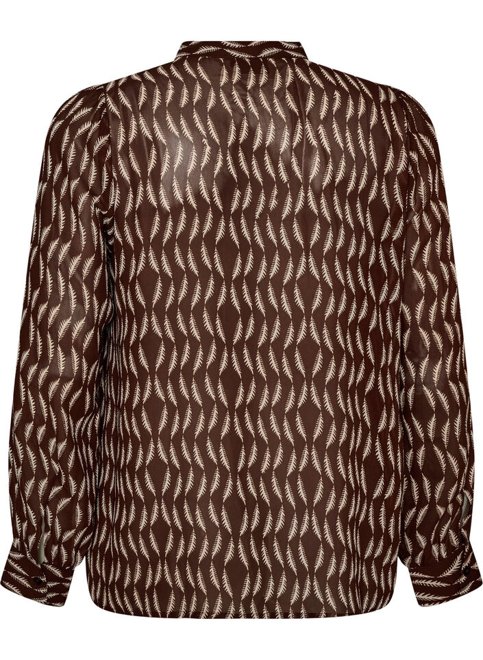 Blouse avec imprim&eacute; int&eacute;gral et patte de boutonnage courte, Marron, Packshot image number 1