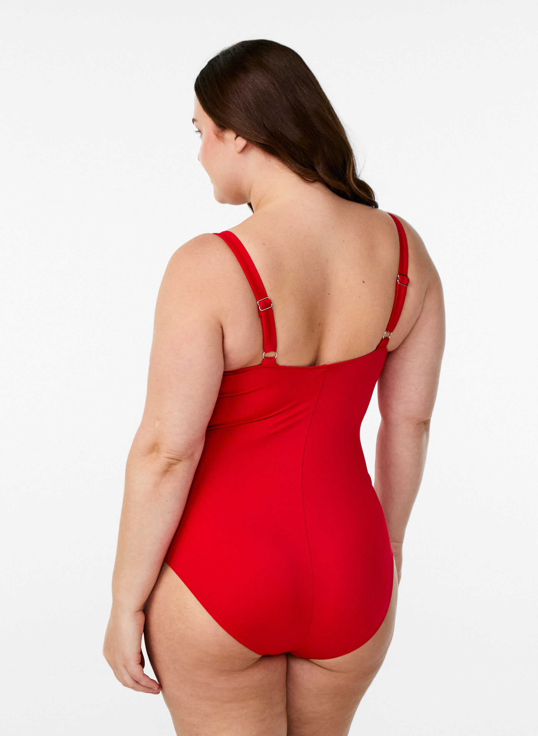 ZizziMaillot de bain drap&eacute; avec bonnets rembourr&eacute;s, Rouge, Model image number 1