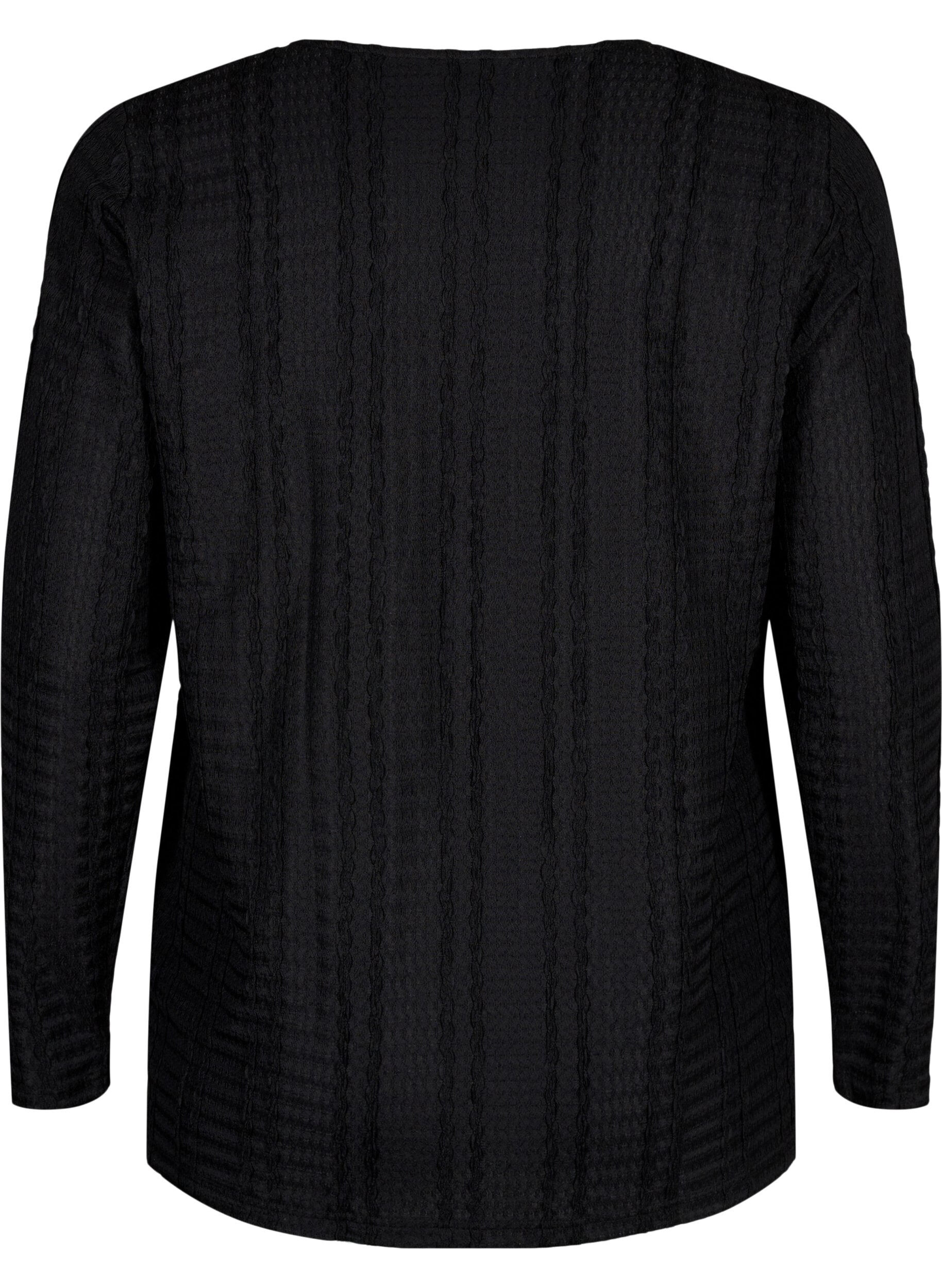 Zizzi Chemisier manches longues textur&eacute;, Black, Packshot image number 1