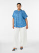 Chemise en lyocell aspect denim avec broderies florales, Bleu Clair, Model image number 1