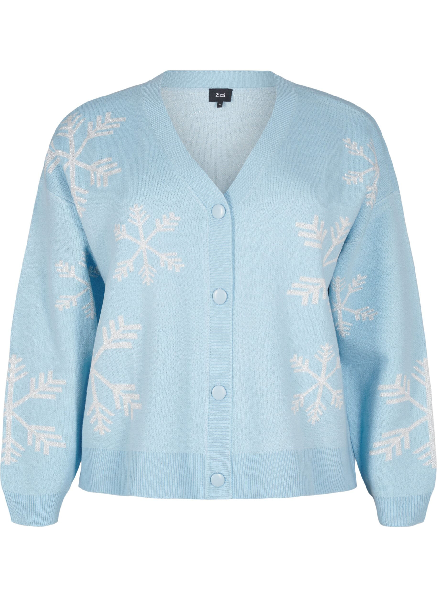 Zizzi Cardigan tricot&eacute; de No&euml;l, Cerulean Comb, Packshot image number 0