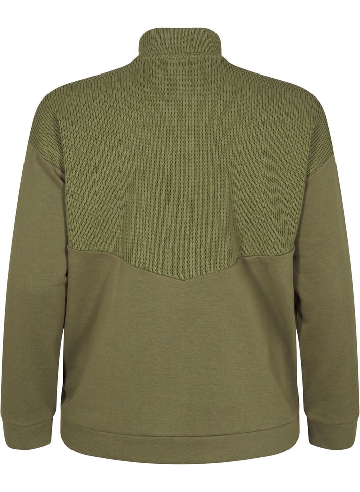 Sweat-shirt en tricot avec fermeture éclair, Winter Moss, Packshot image number 1