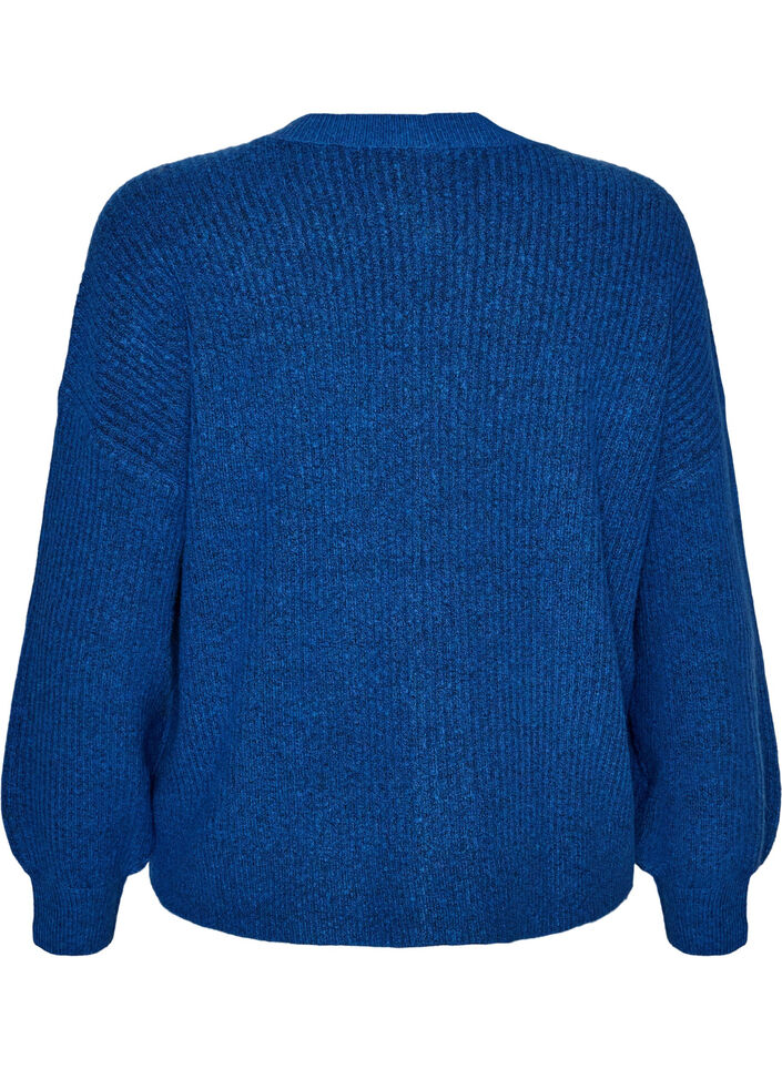 Cardigan en maille c&ocirc;tel&eacute;e avec boutons, Bleu, Packshot image number 1