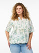 Blouse imprim&eacute;e &agrave; manches 1/2, Blanc, Model image number 0