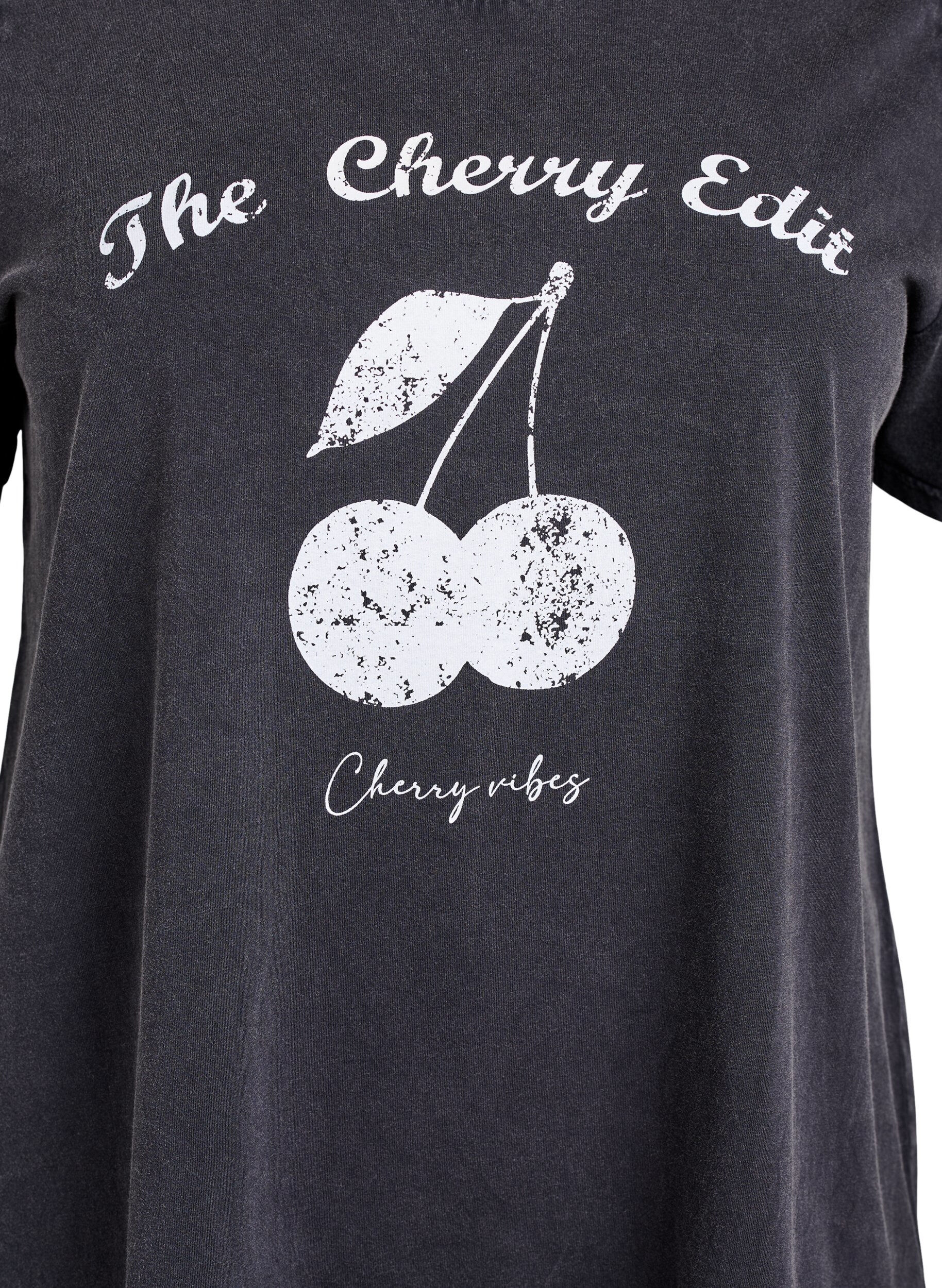 Zizzi T-shirt en coton bio avec imprim&eacute;, Gris anthracite, Packshot image number 2