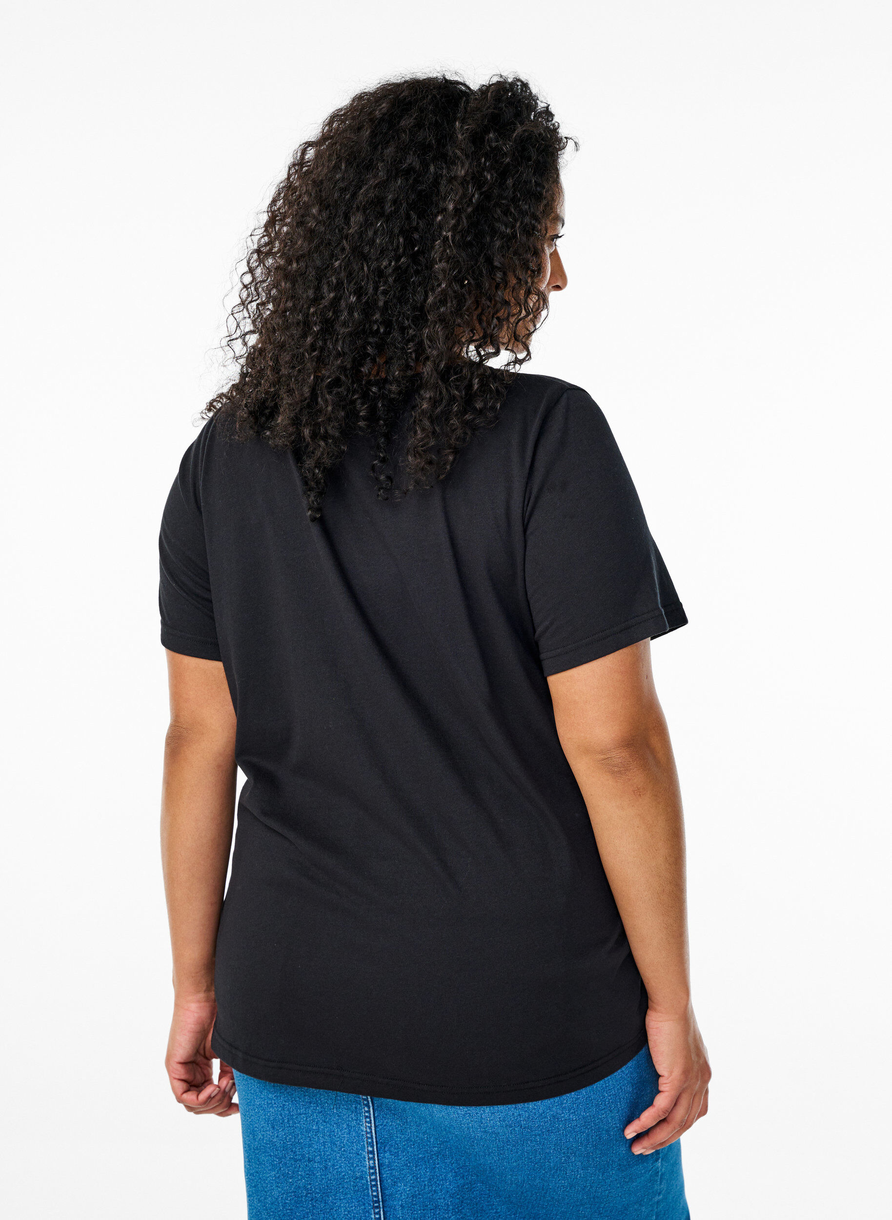 Zizzi FLASH - Lot de 2 t-shirts &agrave; col rond, Black/Black, Model image number 1