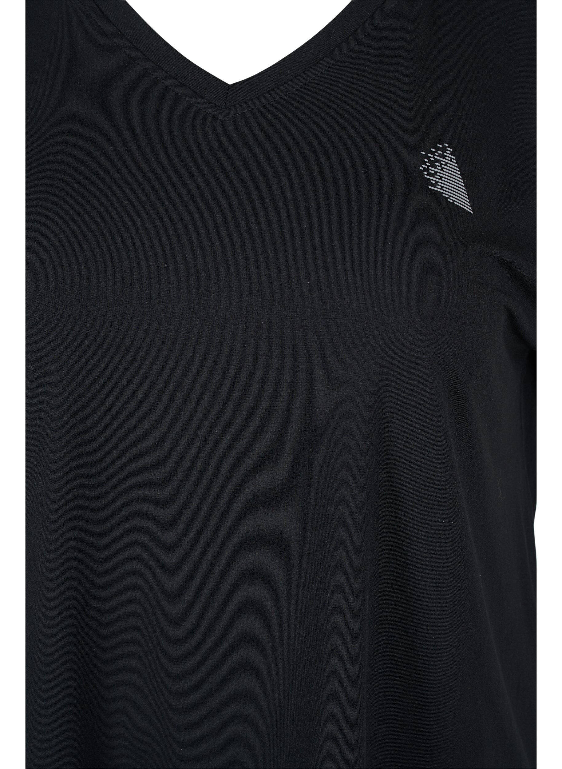ZizziT-shirt de sport &agrave; manches courtes avec col en V, Noir, Packshot image number 2