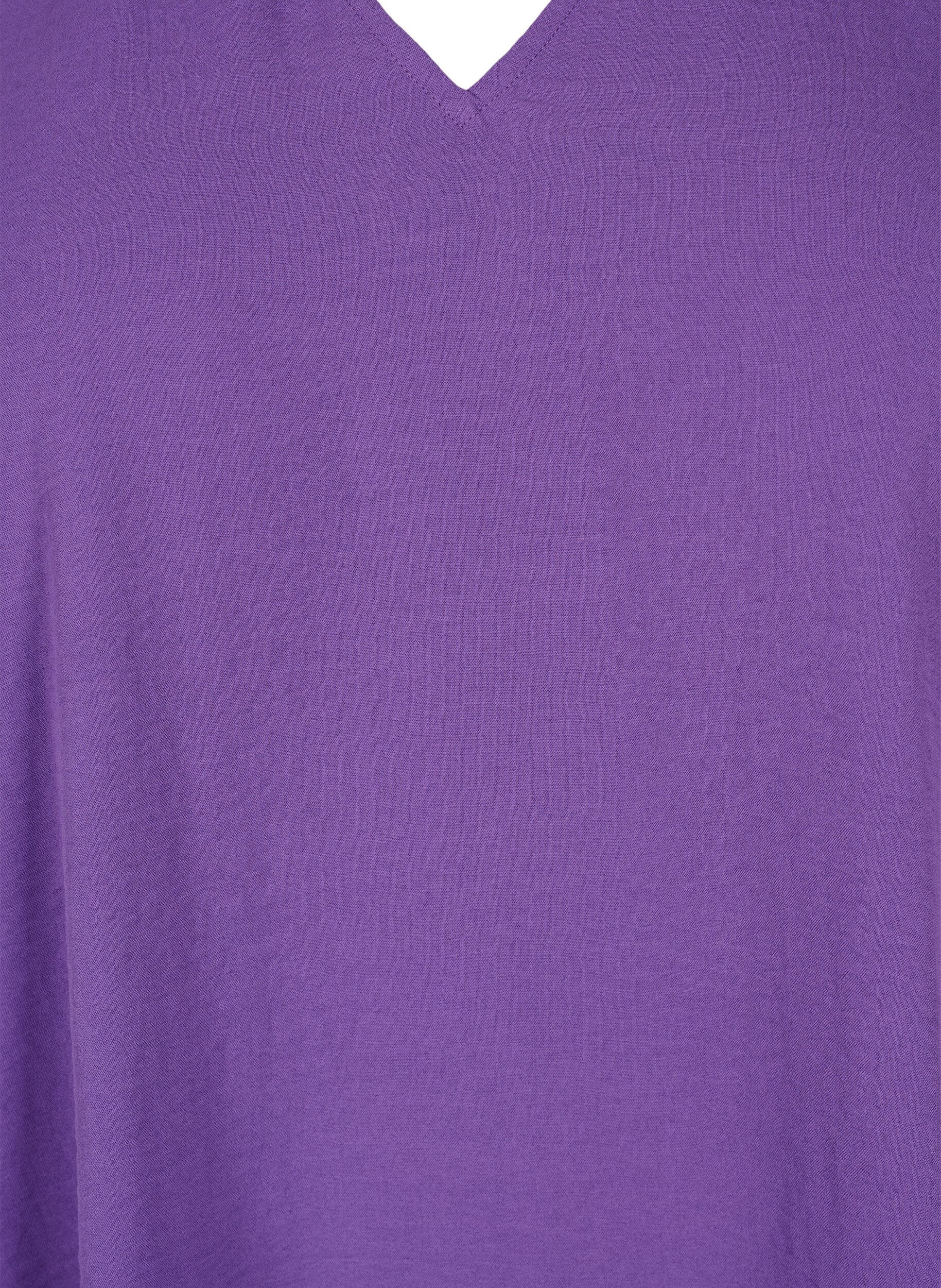 Zizzi Blouse &agrave; encolure en V avec manches longues, Pansy, Packshot image number 2