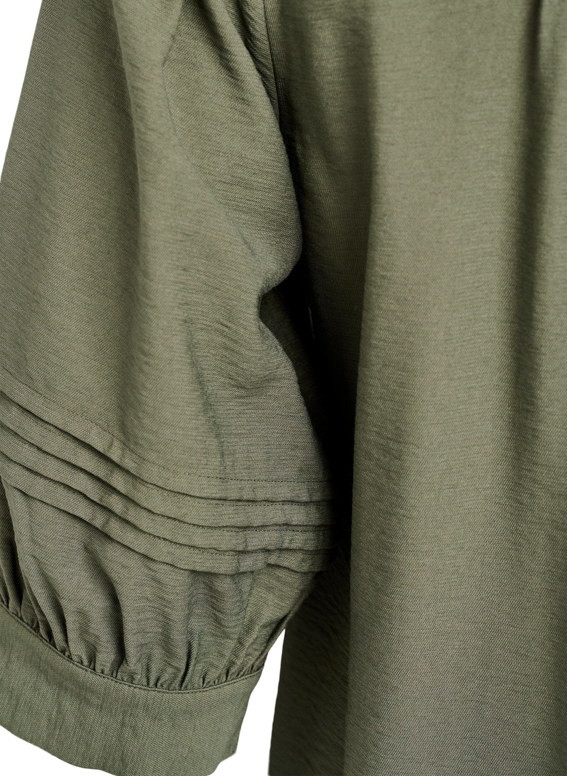 Zizzi Blouse avec manches 3/4 et plis d&eacute;coratifs, Vert, Packshot image number 3