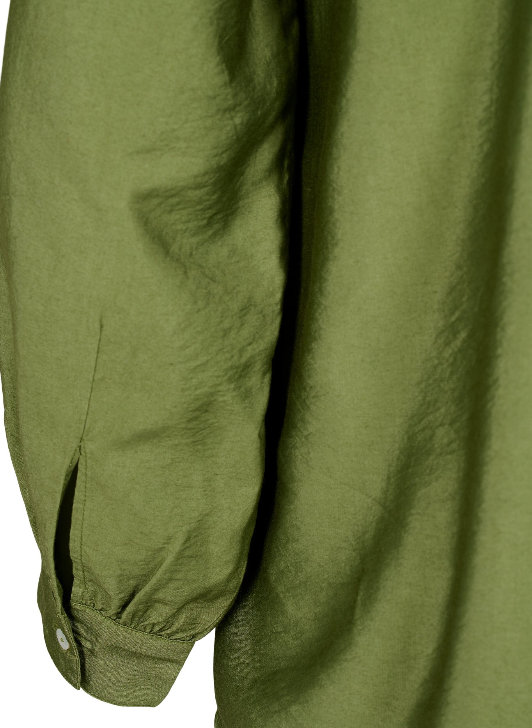 Zizzi Chemisier en viscose avec froufrous, Loden Green, Packshot image number 3