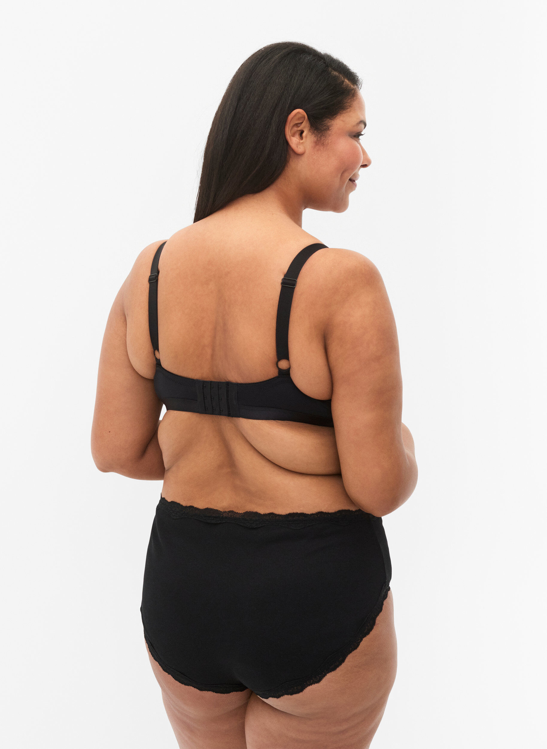 Zizzi Lot de 2 culottes avec bordure en dentelle, Black/Black, Model image number 1