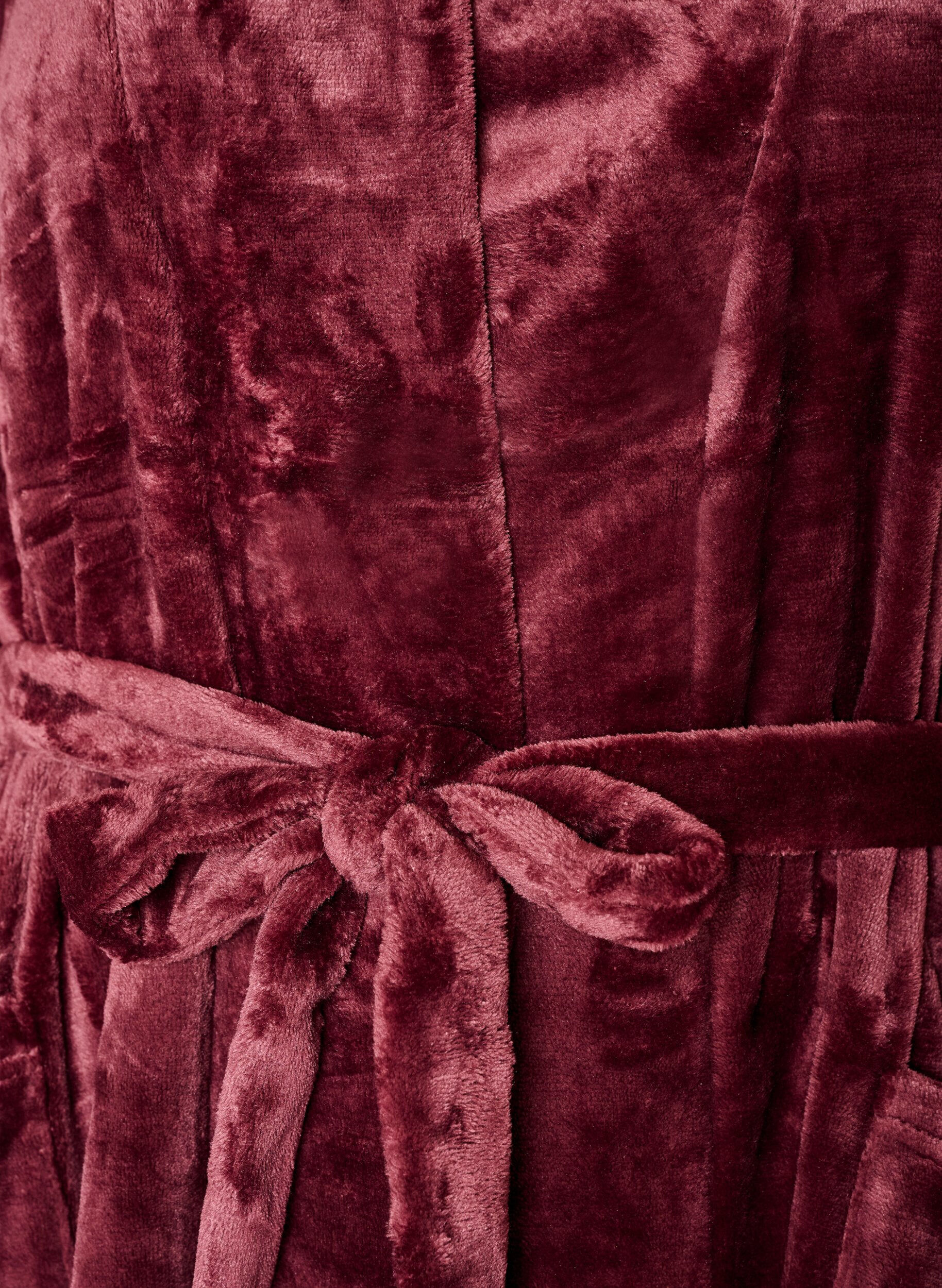 ZizziPeignoir en velours doux avec poches, Bordeaux, Packshot image number 2