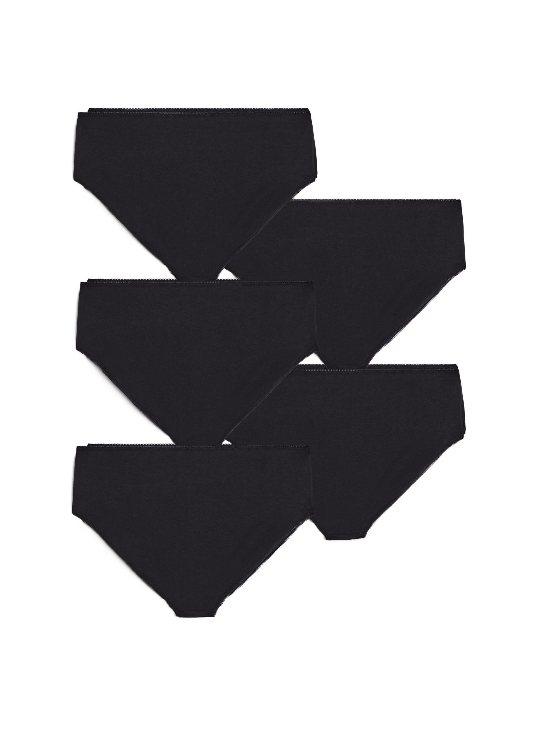 Zizzi 5-pack culottes en coton avec taille normale, Noir, Packshot image number 1