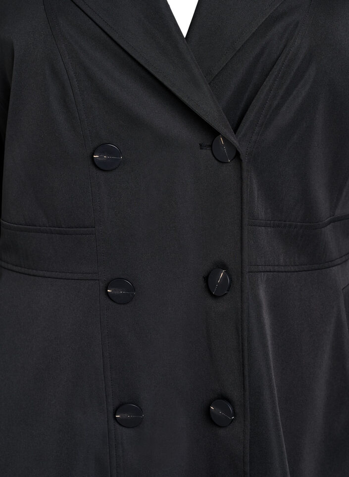 Manteau de printemps coupe &eacute;vas&eacute;e &agrave; double boutonnage, Noir, Packshot image number 2