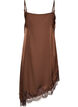 Robe en satin avec dentelle et ourlet asym&eacute;trique, Marron, Packshot image number 1