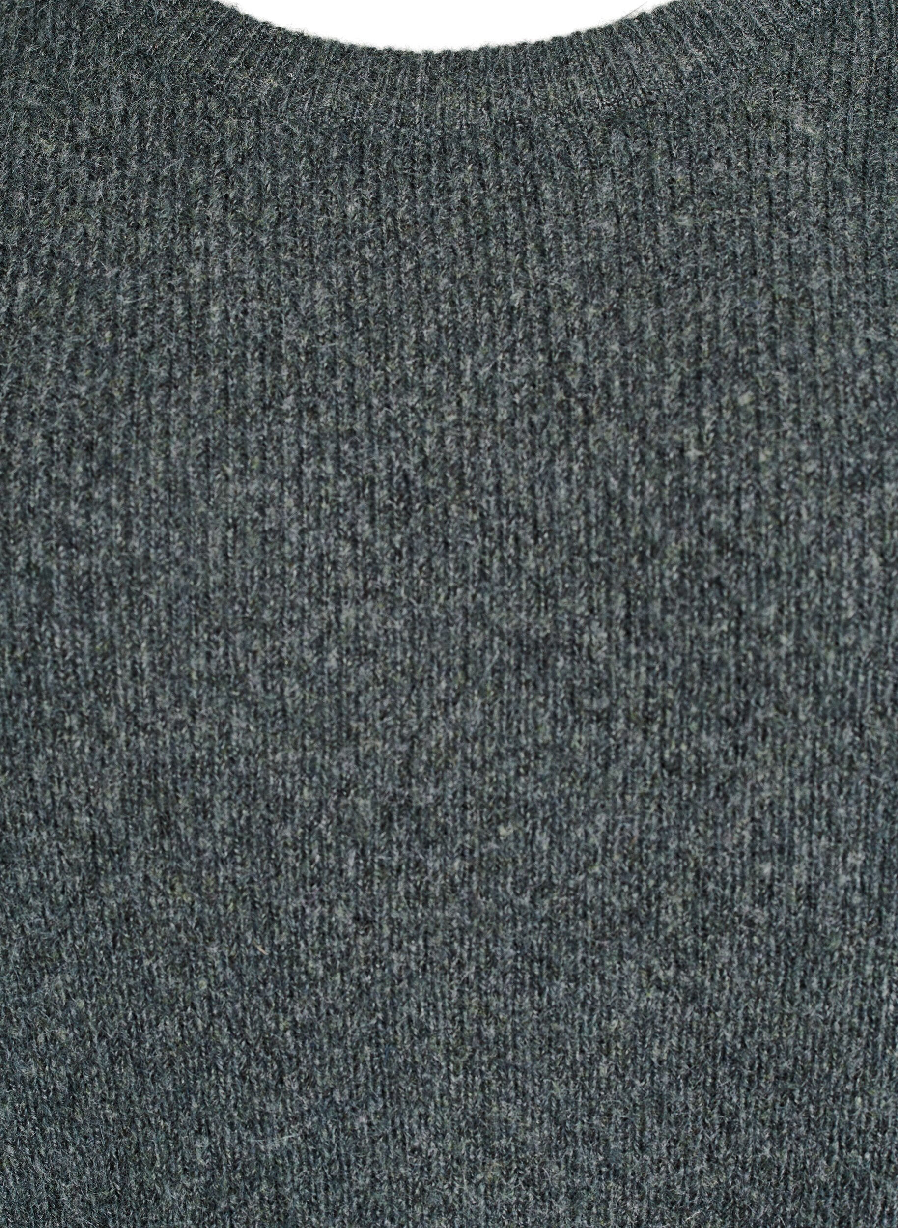 Zizzi Blouse en maille chin&eacute;e &agrave; col rond, Vert fonc&eacute;, Packshot image number 2