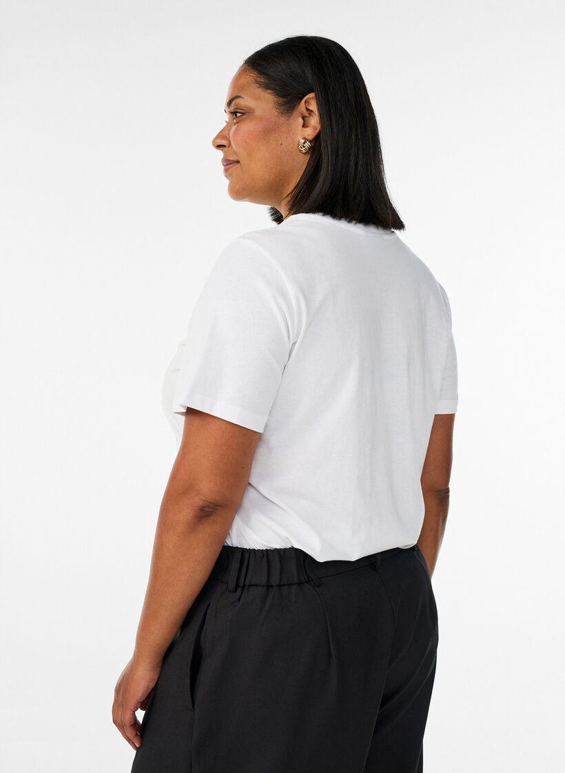 T-shirt en coton avec imprim&eacute;, Blanc, Model
