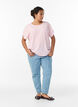 Blouse &agrave; manches courtes et encolure ronde, Rose, Model image number 1