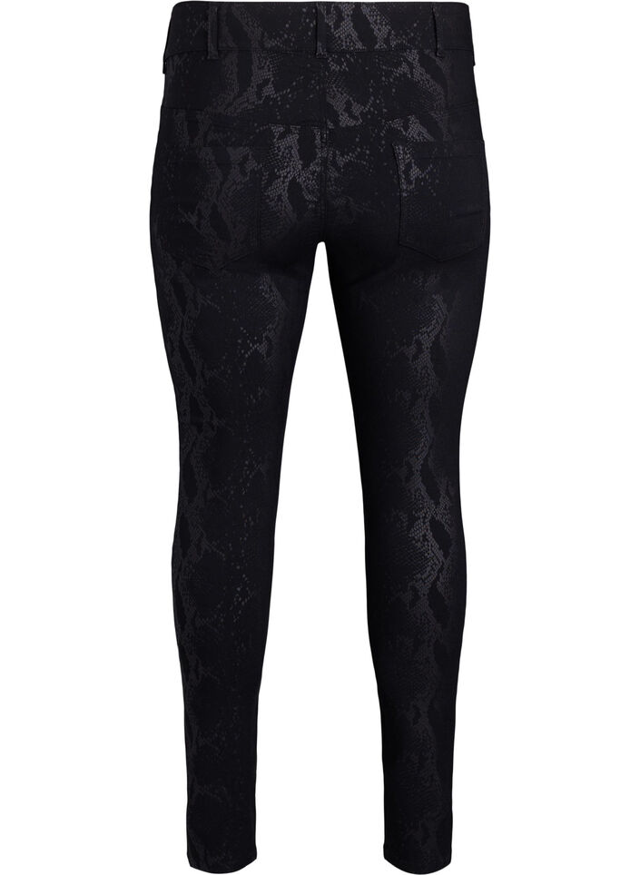 Pantalon slim à imprimé serpent, Noir, Packshot image number 1