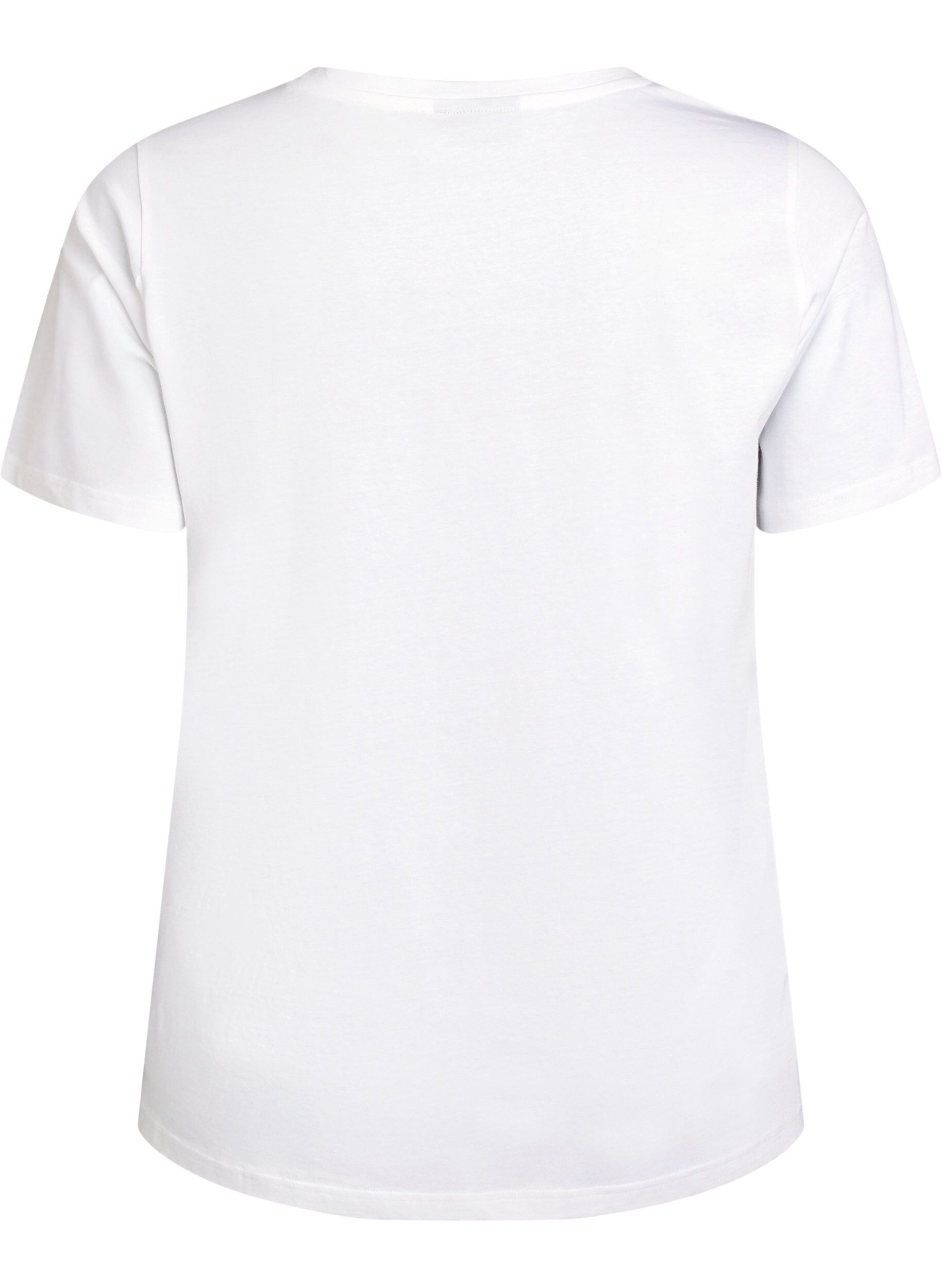 Zizzi T-shirt en coton biologique avec imprim&eacute; floral, B. White w. Flower, Packshot image number 1