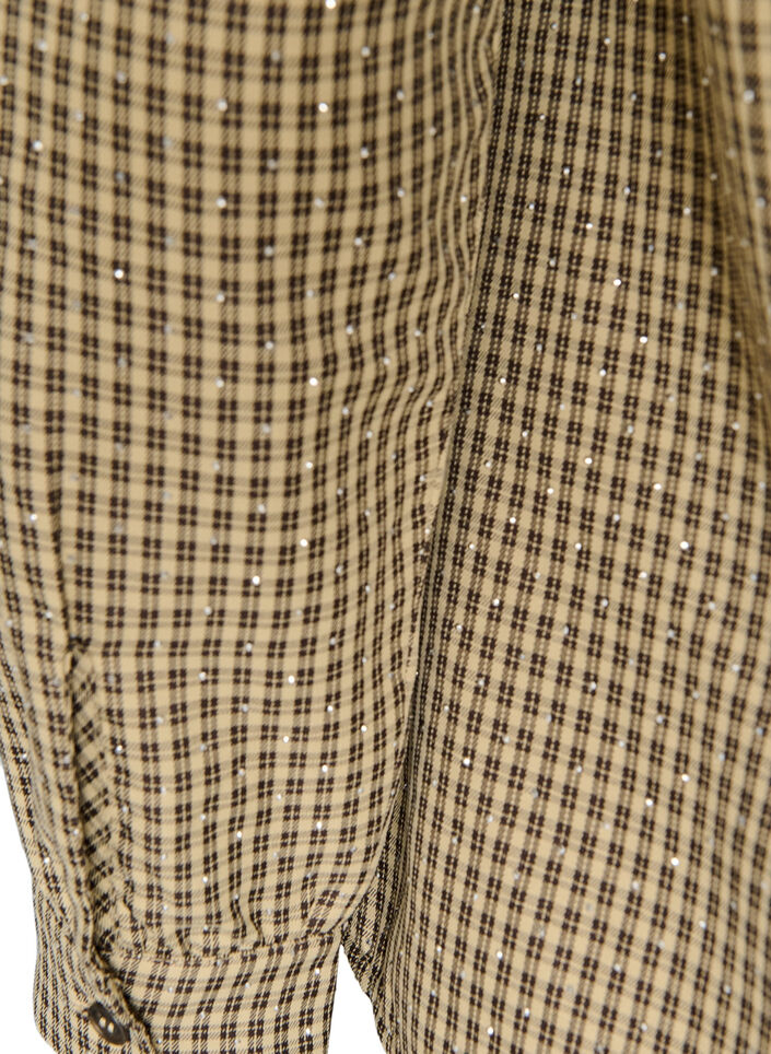 Chemisier &agrave; petits carreaux et strass, Marron, Packshot image number 3