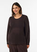 Blouse en maille avec motif ajour&eacute; textur&eacute;, Marron, Model image number 0