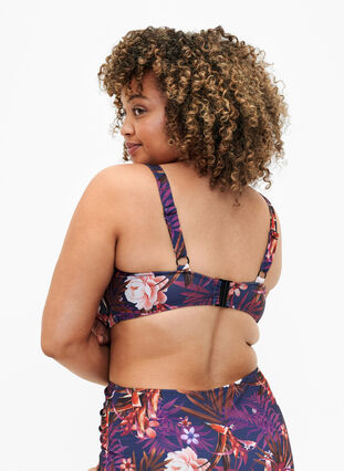 Soutien-gorge de bikini imprimé avec armature, Purple Flower, Model image number 1