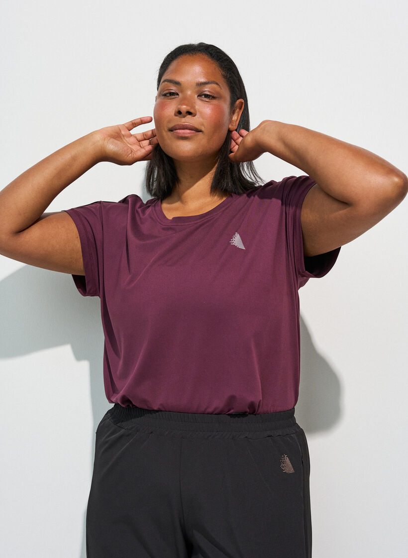 T-shirt de sport couleur unie, Bordeaux, Model image number 3