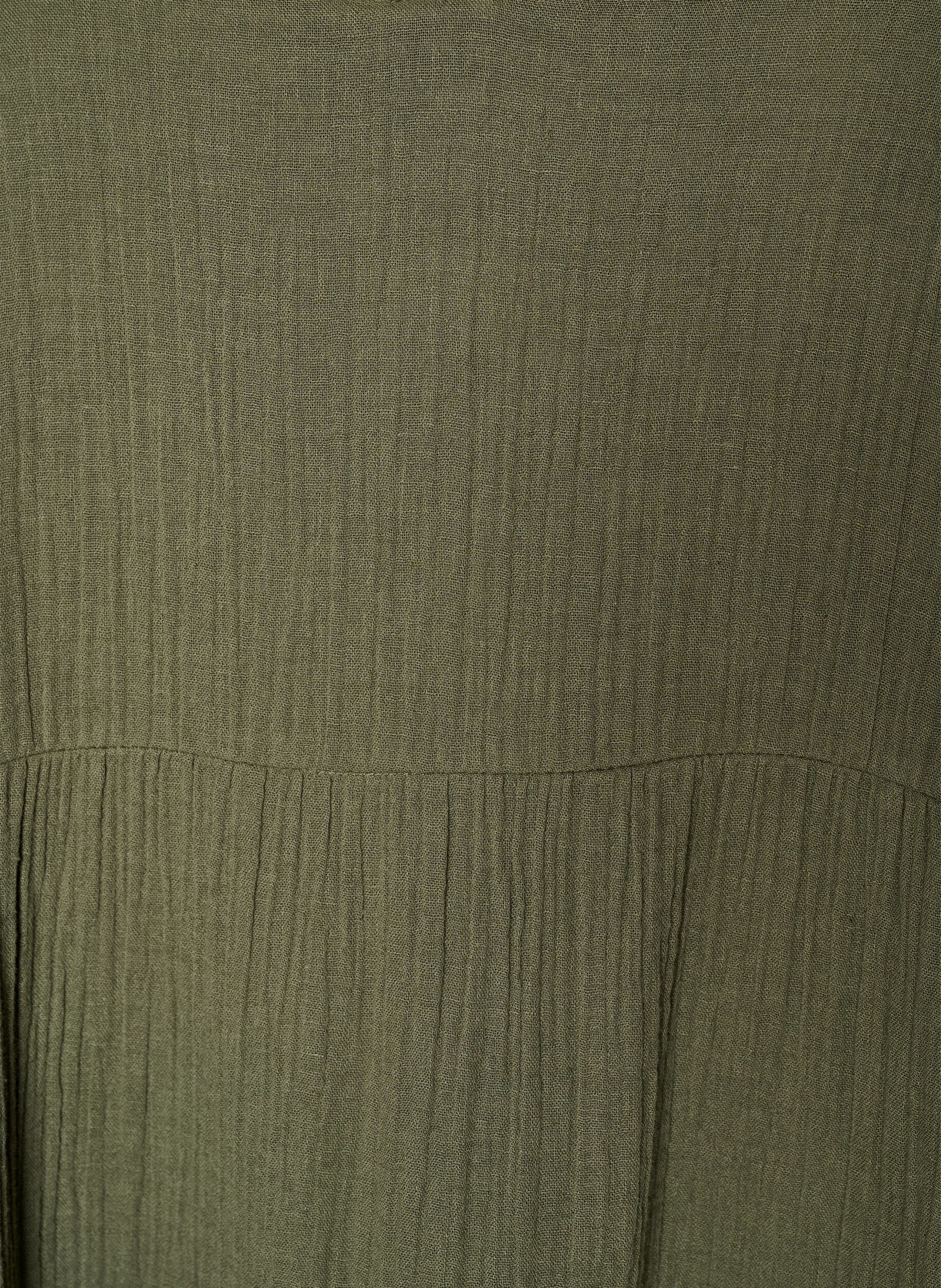 Zizzi Robe midi coupe &eacute;vas&eacute;e en mousseline de coton, Vert, Packshot image number 2