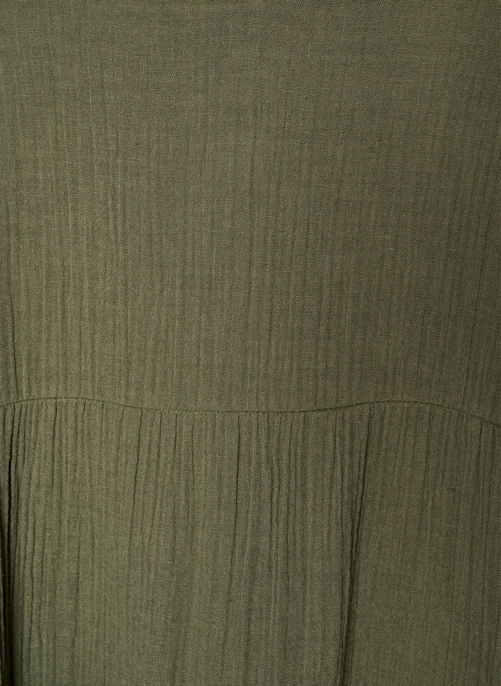 Robe midi coupe &eacute;vas&eacute;e en mousseline de coton, Vert, Packshot image number 2