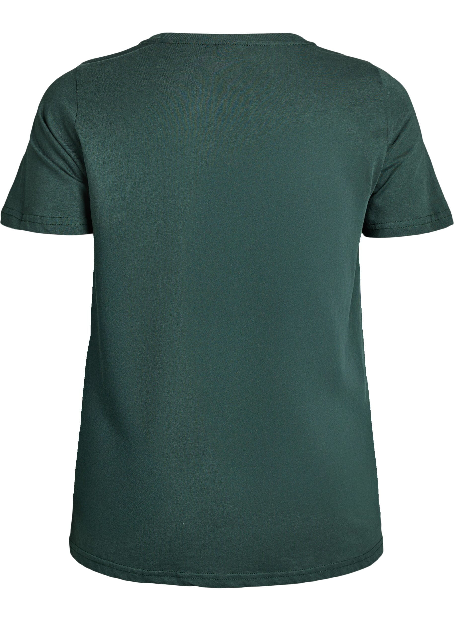 Zizzi T-shirt de No&euml;l en coton bio, Vert fonc&eacute;, Packshot image number 1
