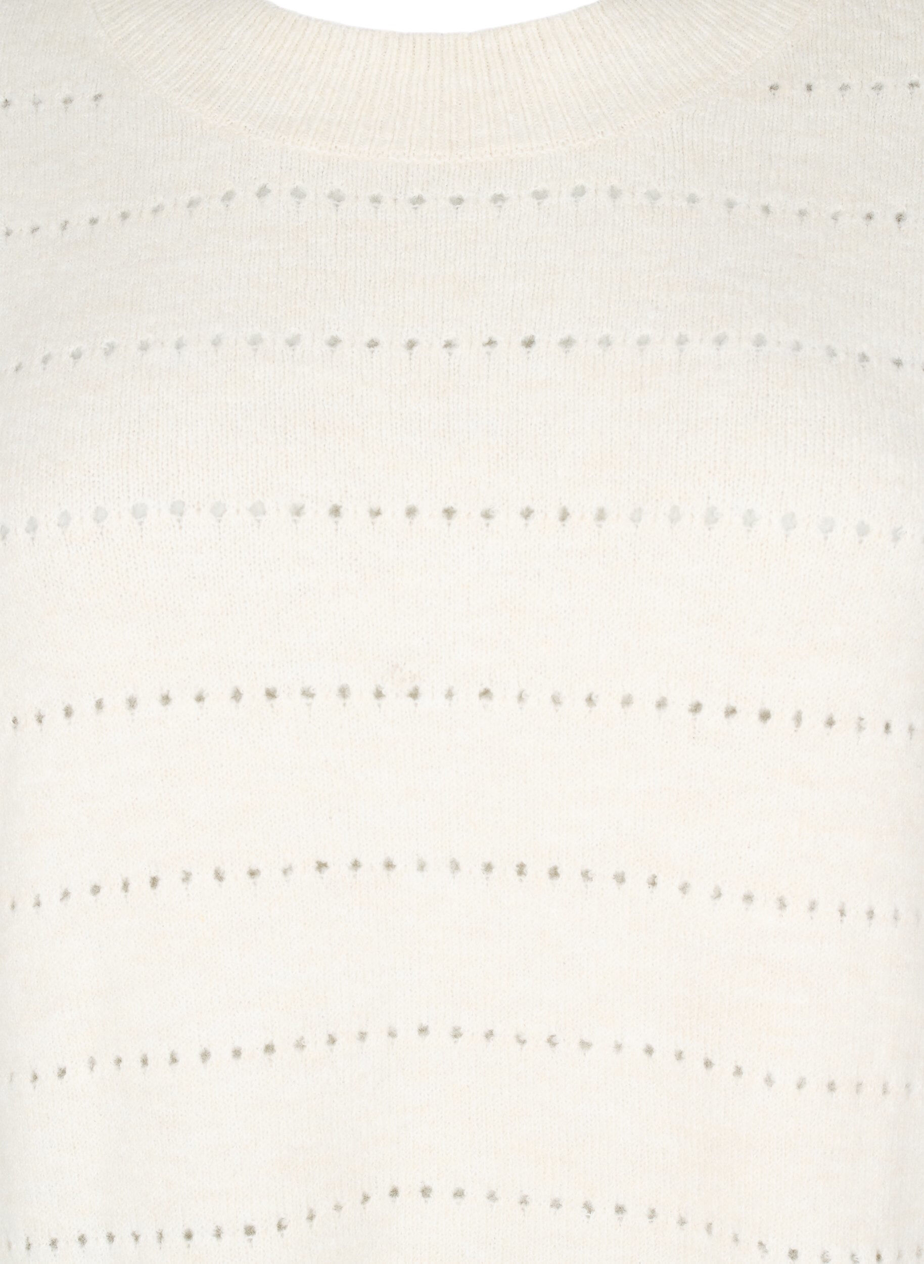 Zizzi Chemisier en maille avec col rond et motif en dentelle, Birch Mel., Packshot image number 2