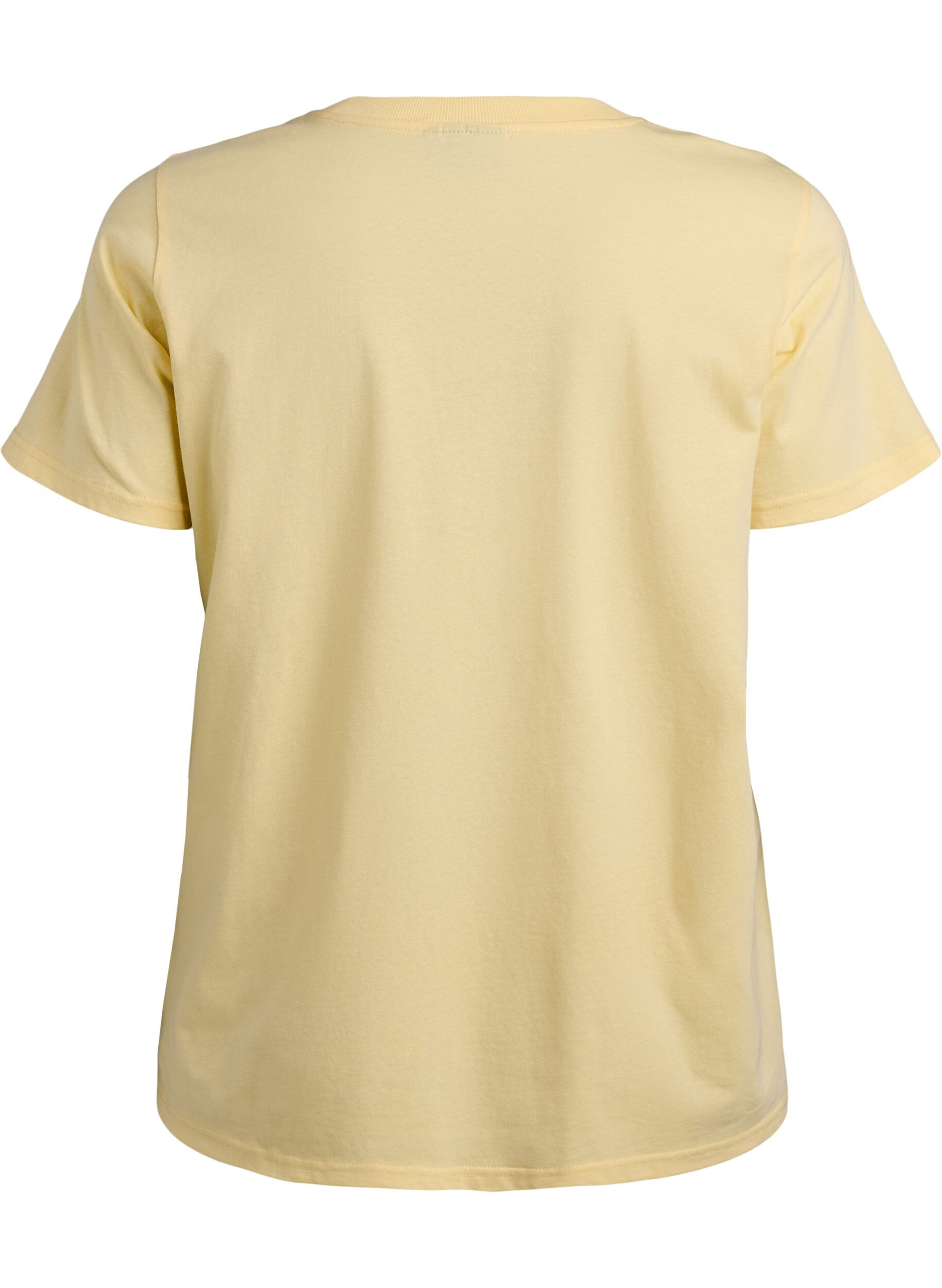 ZizziT-shirt basique en coton &agrave; col rond, Jaune clair, Packshot image number 1