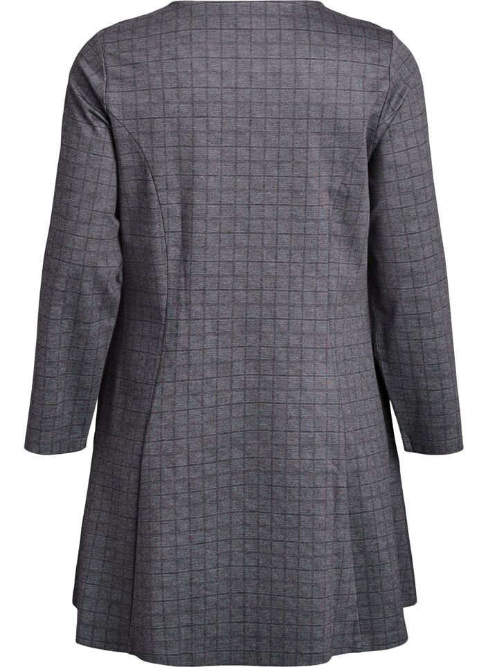Robe courte à carreaux et coupe évasée, Gris, Packshot image number 1