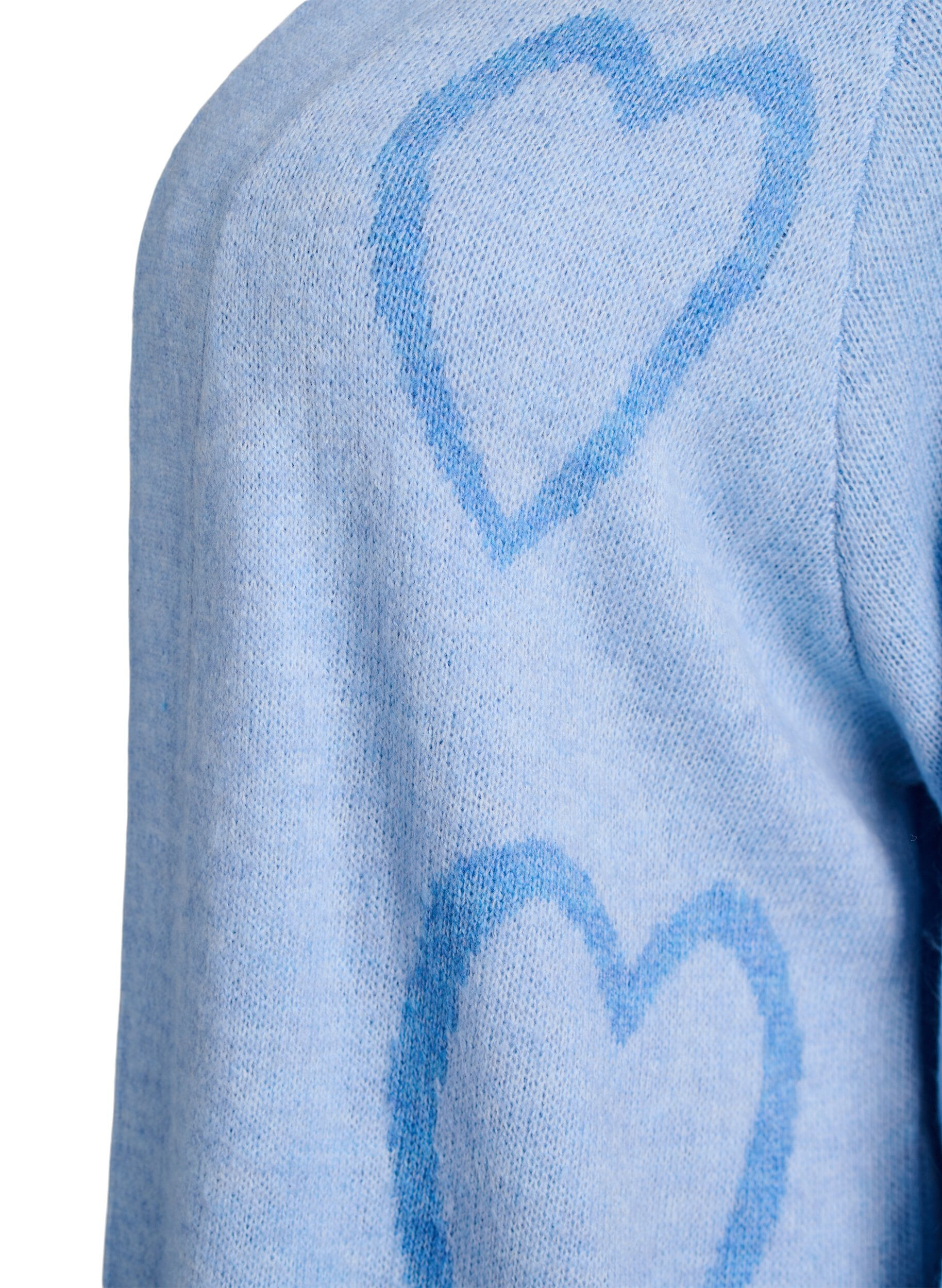 Zizzi Long cardigan &agrave; c&oelig;urs ton sur ton, Bleu, Packshot image number 2