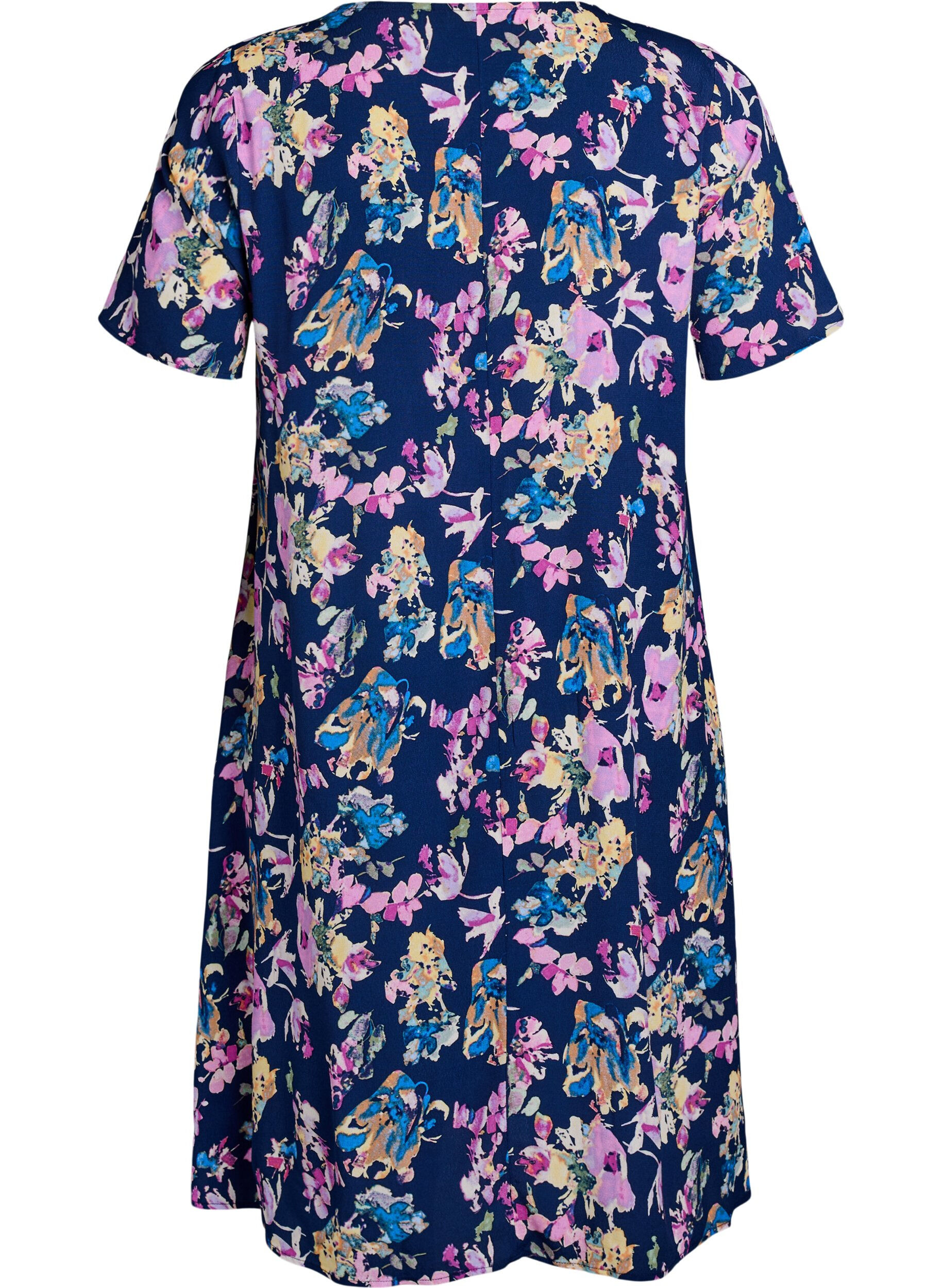 Zizzi Robe &eacute;vas&eacute;e en viscose, Bleu, Packshot image number 1